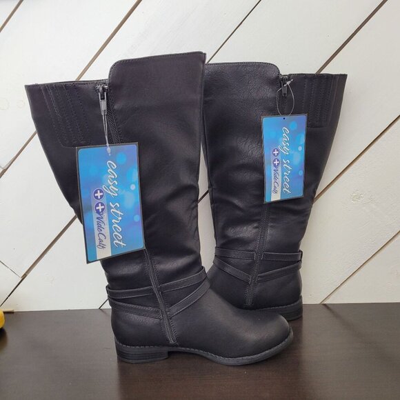 NEW Easy Street Baby Plus Plus Womens Size 7.5 Wide Calf Black Riding Boots 5CT - Picture 4 of 10
